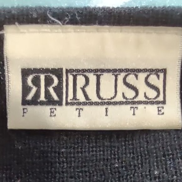 RUSS PETITES VINTAGE BLACK BEADED CARDIGAN, 8 BUTTON FRONT, ELEGANT, SIZE MED - Picture 6 of 10